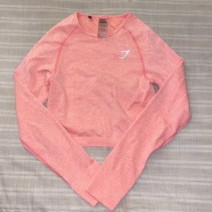 Gymshark peach coral long sleeve crop